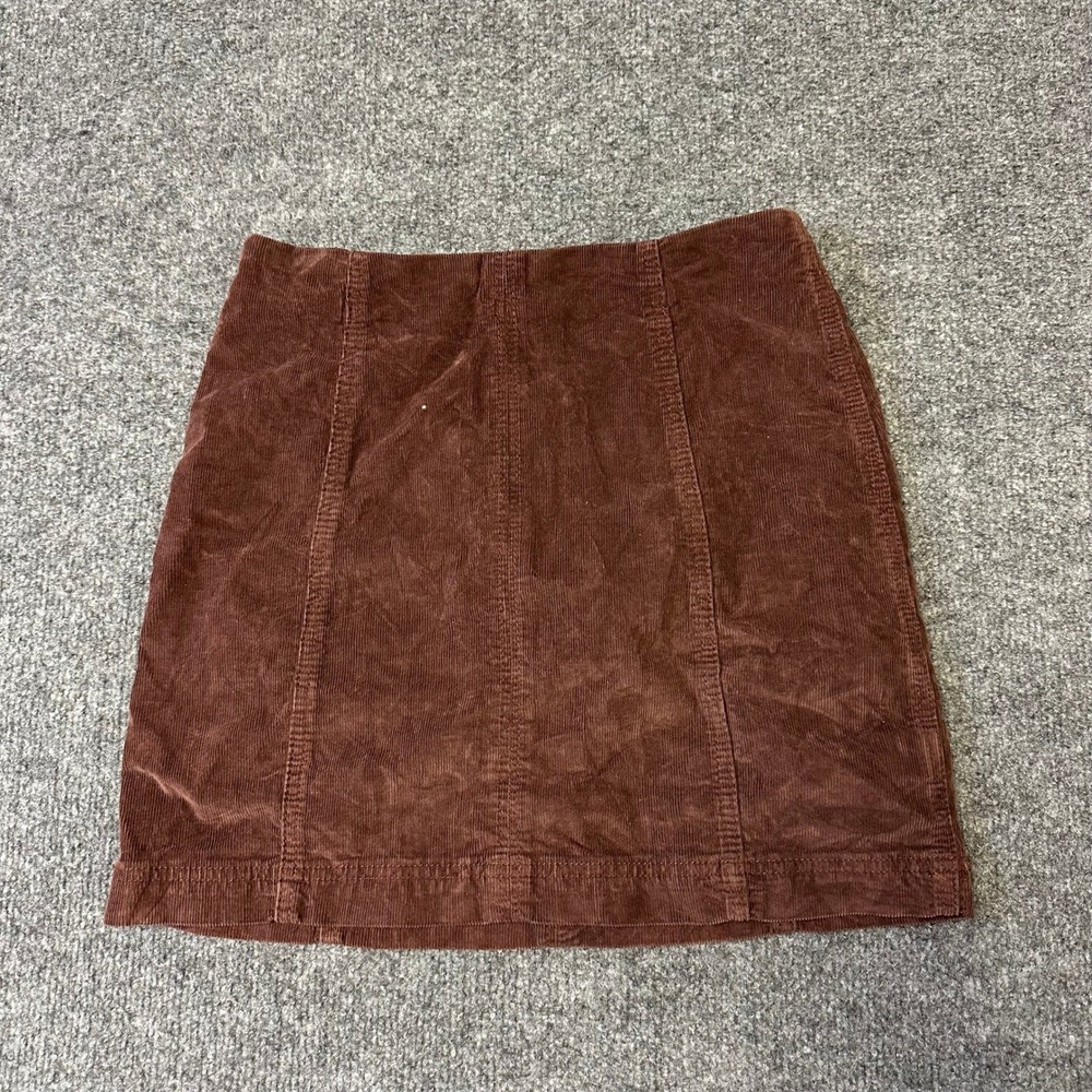 Free People Skirt Womens Size 4 Brown Corduroy Mini High Waisted Boho A-Line